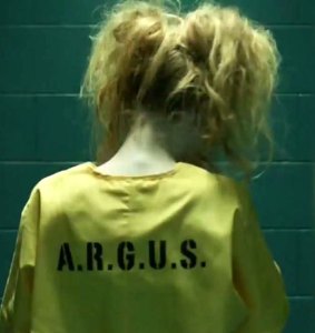 Cassidy Alexa as 'Harley Quinn' in (sort of) in a teaser-trailer for "Arrow" (ep #2.18)
